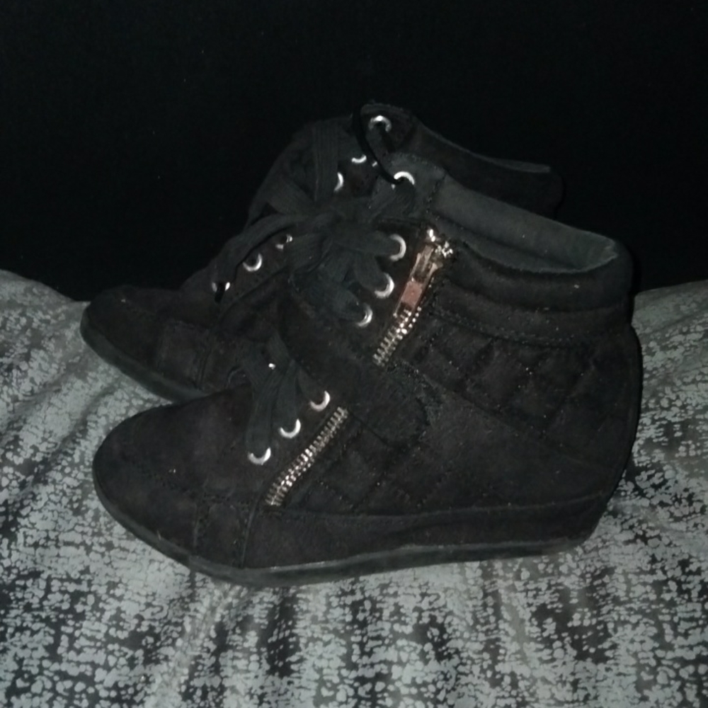 Black Justice Suede Boots with Zipper